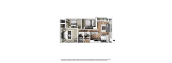 a stylized floor plan of a 2100 sq ft apartment