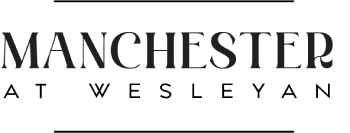 The image displays the text "MANCHESTER AT WESLEYAN" in a bold, serif font.