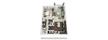 A drawing of a house layout with a kitchen, living room, and bathroom.