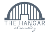 The image shows a logo with the text "THE HANGAR" and a graphic of a hangar door.