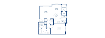 A blueprint of a house layout with labeled rooms.