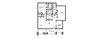 A black and white image of a house floor plan.