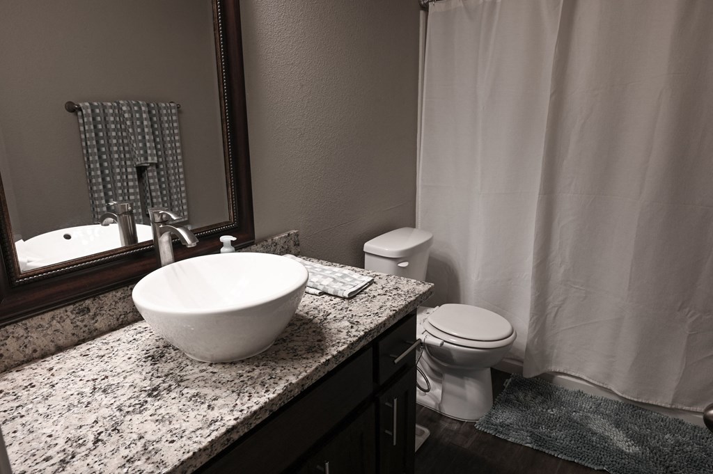 photo of a bathroom with a sink and toilet