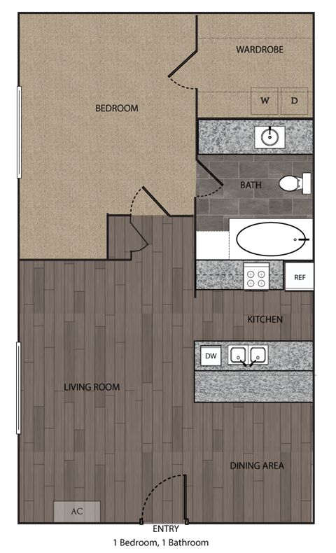 floor plan of a 1 bedroom floor plan for a home