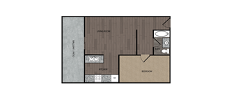 One bedroom one bath floor plan at the Diplomat