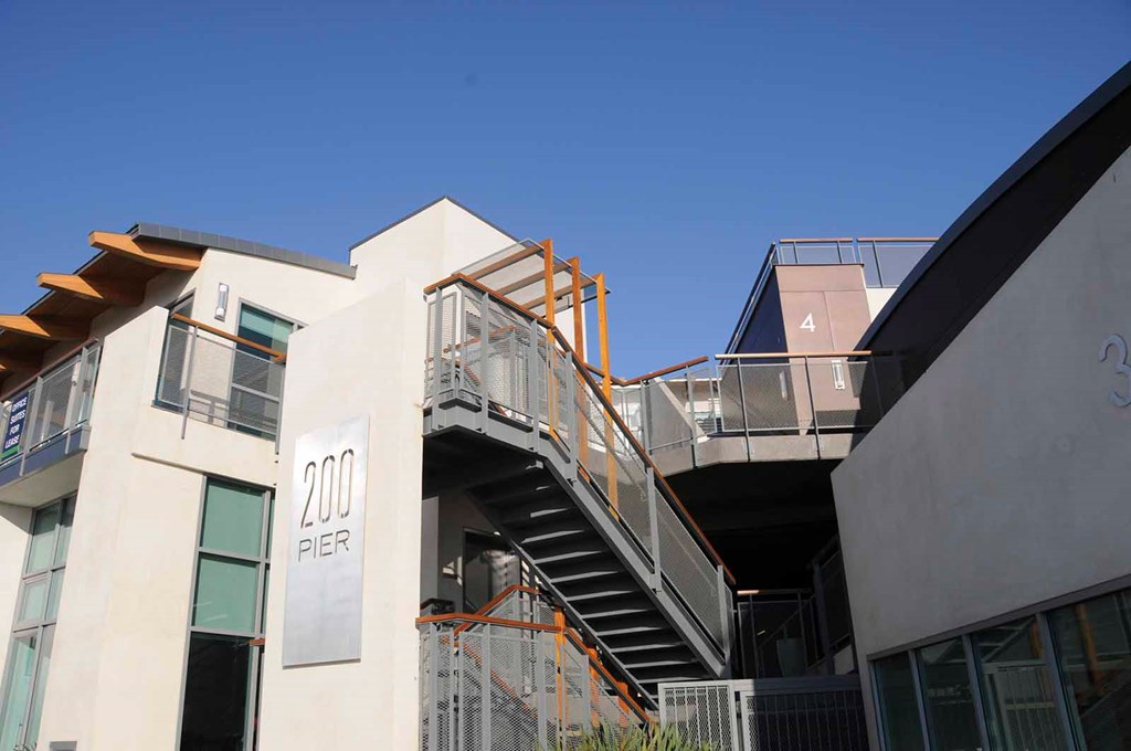 200 Pier property sign on the side of the building