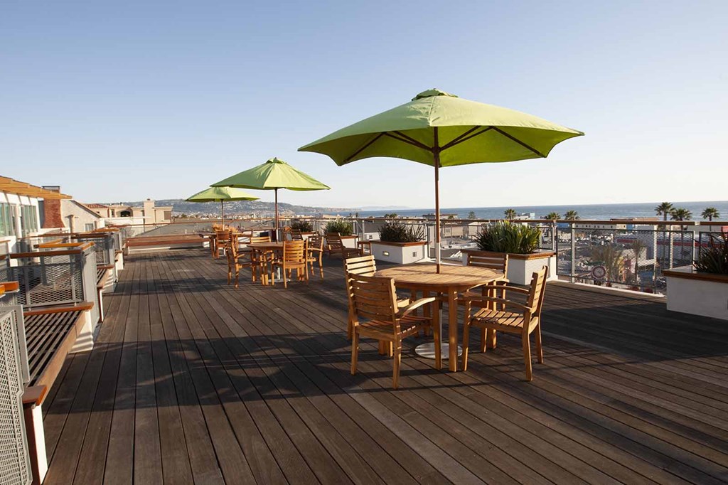 Community rooftop and seating areas
