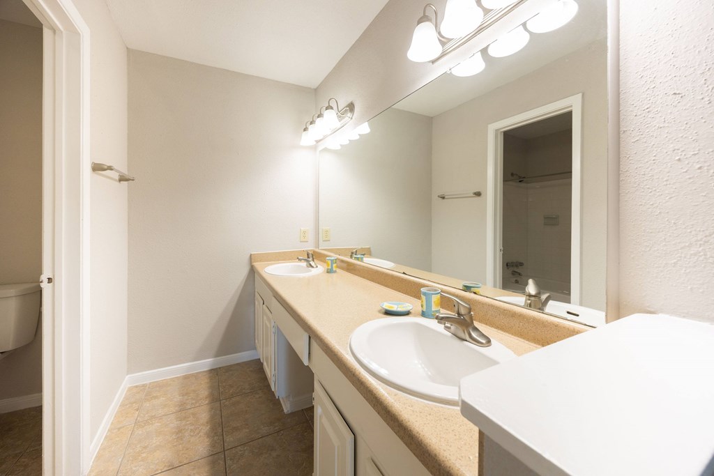 A bathroom with a sink and mirror.