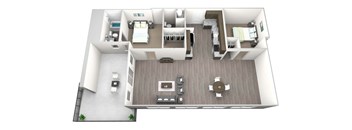 a floor plan of a two bedroom apartment with two bathrooms and a balcony