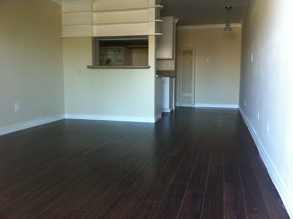 view from living area towards the kitchen