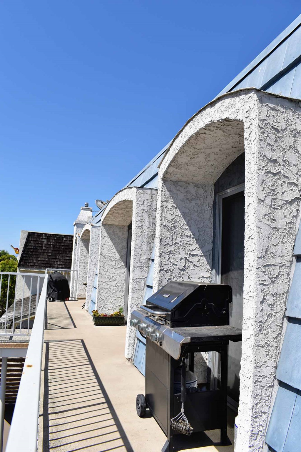 View of grill on balcony