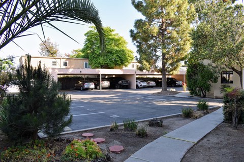 View of covered parking lot at Casa Romana