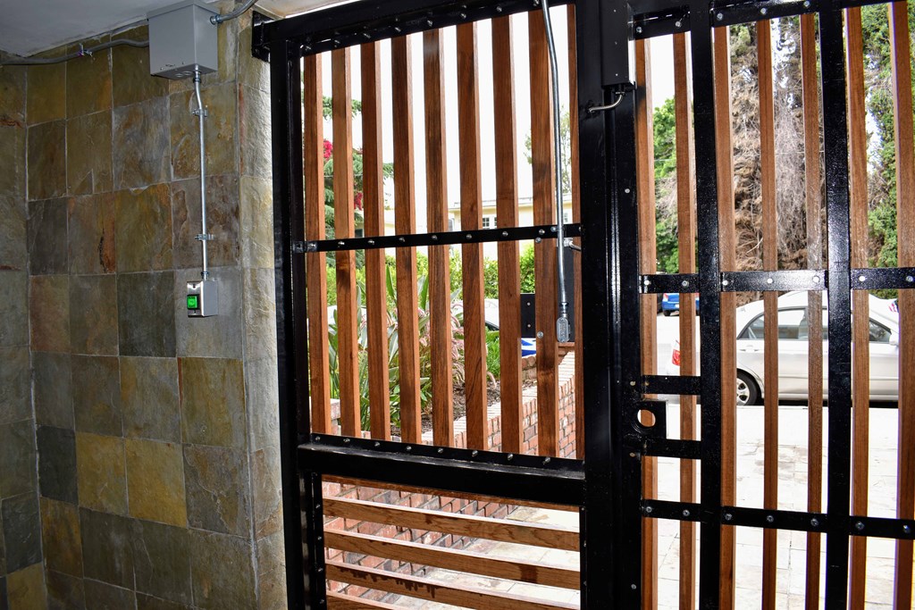 the door to the shower in the bathroom is open