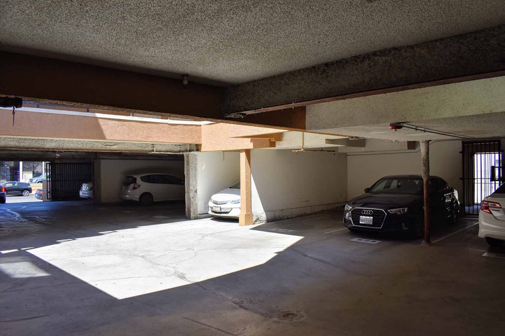 View of covered parking area
