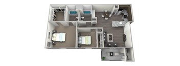 a floor plan of a 1 bedroom apartment with a balcony and a living room with a dining