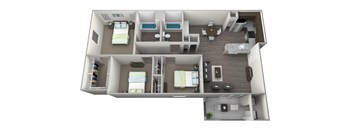 a floor plan of a 1 bedroom apartment with 2 bathrooms and a balcony