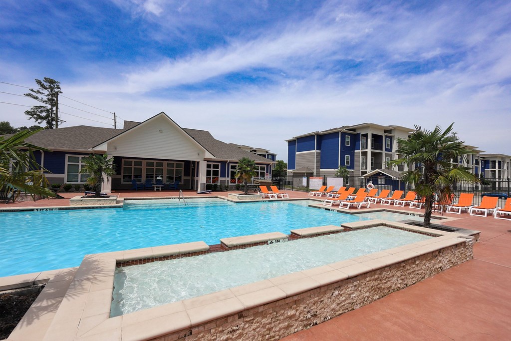 A Large Swimming Pool at Midtown Sam Houston Apartments, Huntsville, TX