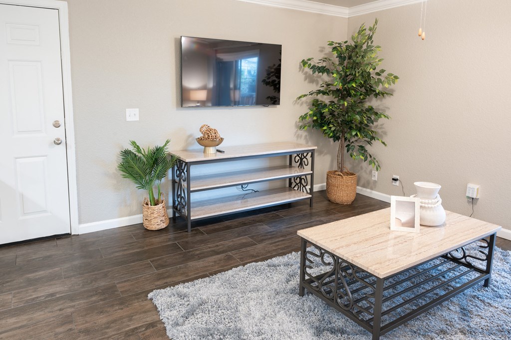 Livingroom with tablw and TV