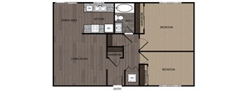 Plan 2 - 2-Bedroom, 1-Bath