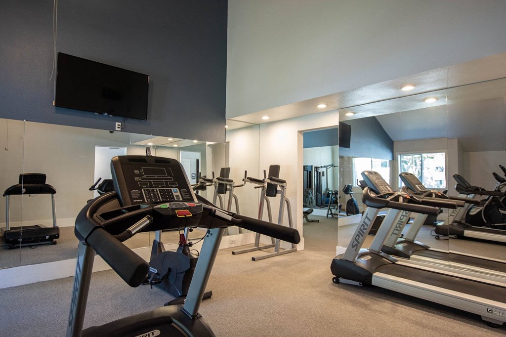 Alternate view of Selby Ranch fitness center located at the clubroom with treadmills