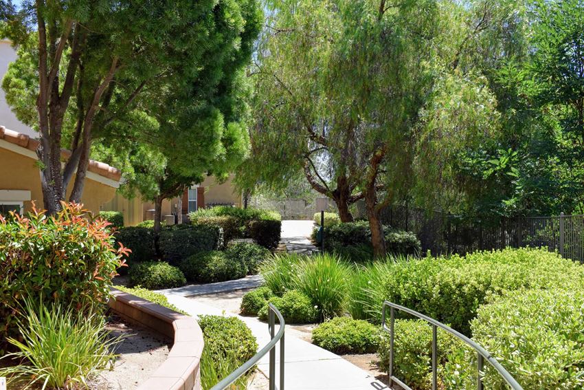Exterior courtyard with lush landscaping