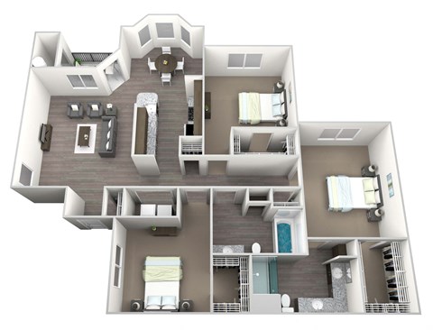this is a 3d floor plan of a 554 square foot 1 bedroom apartment at the