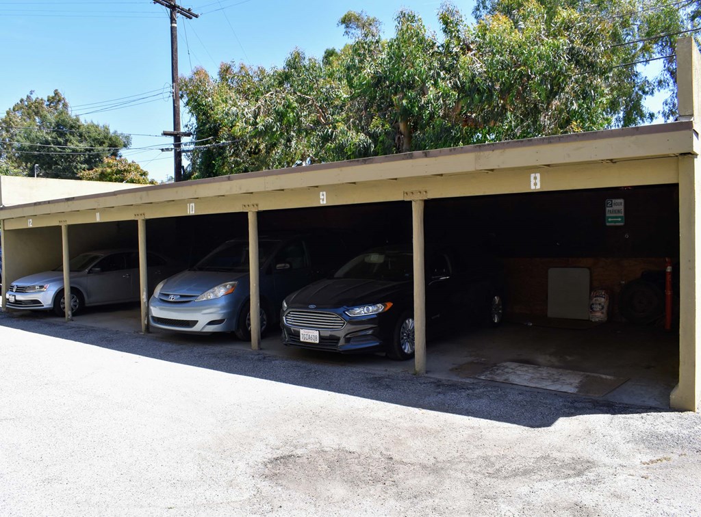 View of covered parking area
