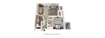 a floor plan of 1 bedroom 1 bath
