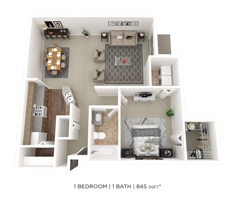a floor plan of 1 bedroom 1 bath