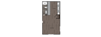 illustration of a 1 bedroom apartment floor plan