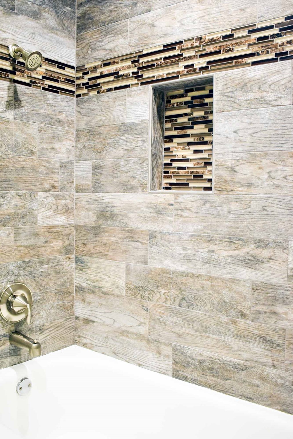 Tiled tub shower combo