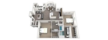 this is a 3d floor plan of a 824 square foot 1 bedroom apartment at the