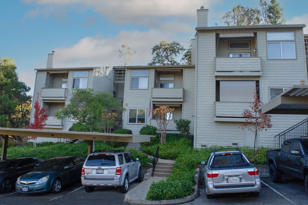 view of a building at the ridge with carports in front of it