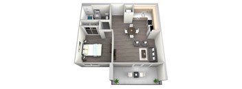 a floor plan of a one bedroom apartment with two bathrooms and a living room with a dining