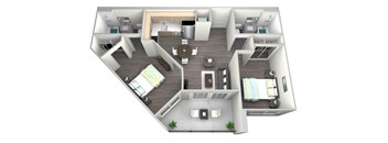 a floor plan of a two bedroom apartment with a living room and dining room