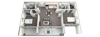 a 3d floor plan of a 1 bedroom apartment