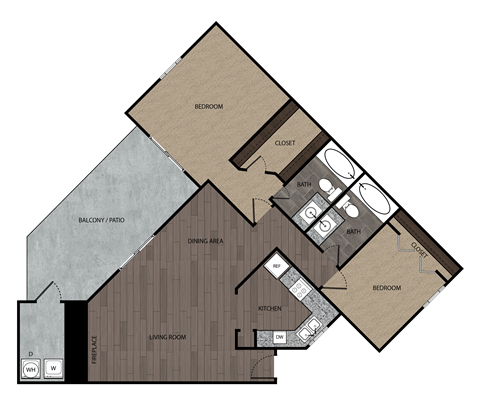 bedroom floor plan | luxury apartments in towson md | the mille brookhaven apartment