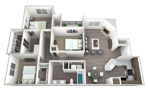 our apartments have a spacious floor plan with bedrooms and bathrooms