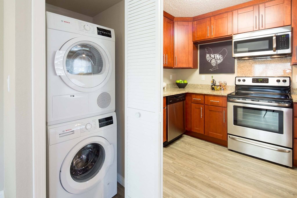 a kitchen with a washing machine and a dishwasher in it