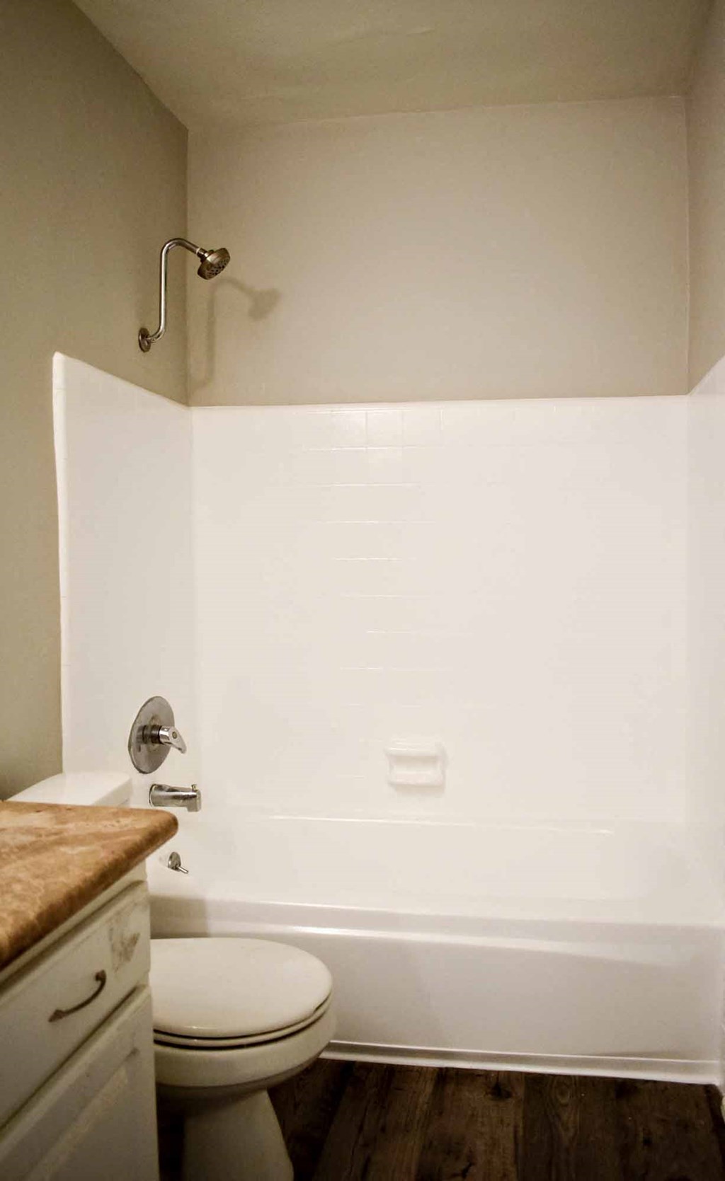 a white bathroom with a toilet and a tub