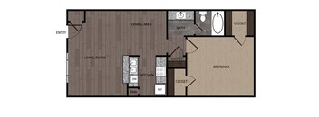 1 bedroom 1 bath C at Willow Creek Apartments, Houston, Texas