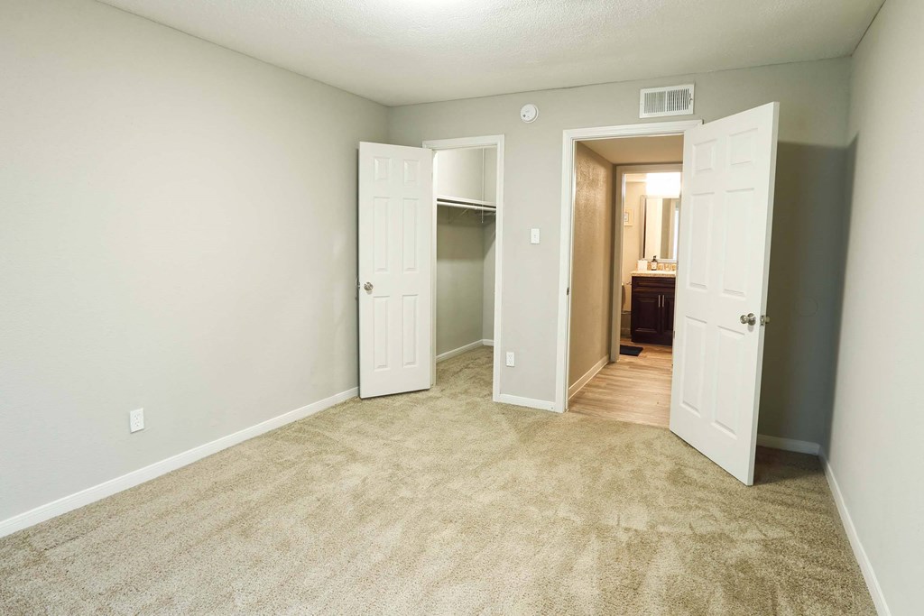 Spacious, large bedroom with walk in closet at Willow Creek Apartments, Houston, TX