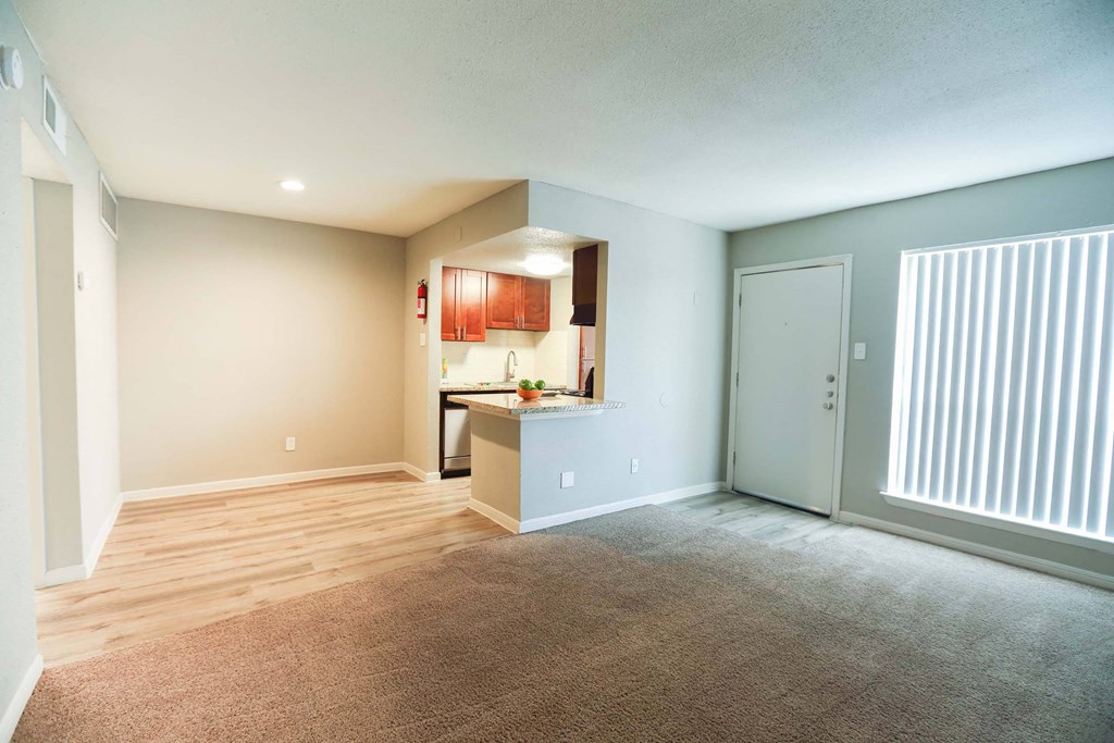 Spacious open floorplan with recessed lighting at Willow Creek Apartments, Houston, TX