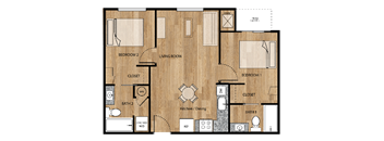 2 Bedroom Floor Plan at Parks Residential - Richardson, Richardson, TX, 75082