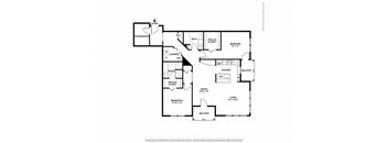 A floor plan of a house with two bedrooms, a balcony, and a laundry room.