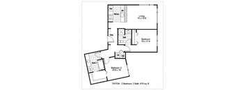 A floor plan of a Triton 2 Bedroom, 2 Bath home with a living area of 15 x 12.6.