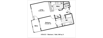 A black and white image of a floor plan for a VENUS2 apartment.