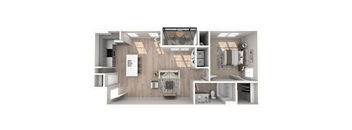 a floor plan of a 1 bedroom apartment at Inspiration Apartments, Cottonwood, Arizona
