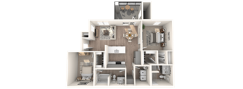 a floor plan of a 3 bedroom apartment at Inspiration Apartments, Arizona, 86326