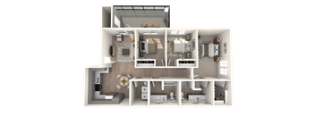 a floor plan of a 3 bedroom apartment at Inspiration Apartments, Arizona